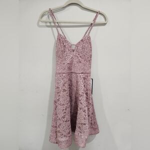 NWT Rose Pink Lace Spaghetti Strap Dress